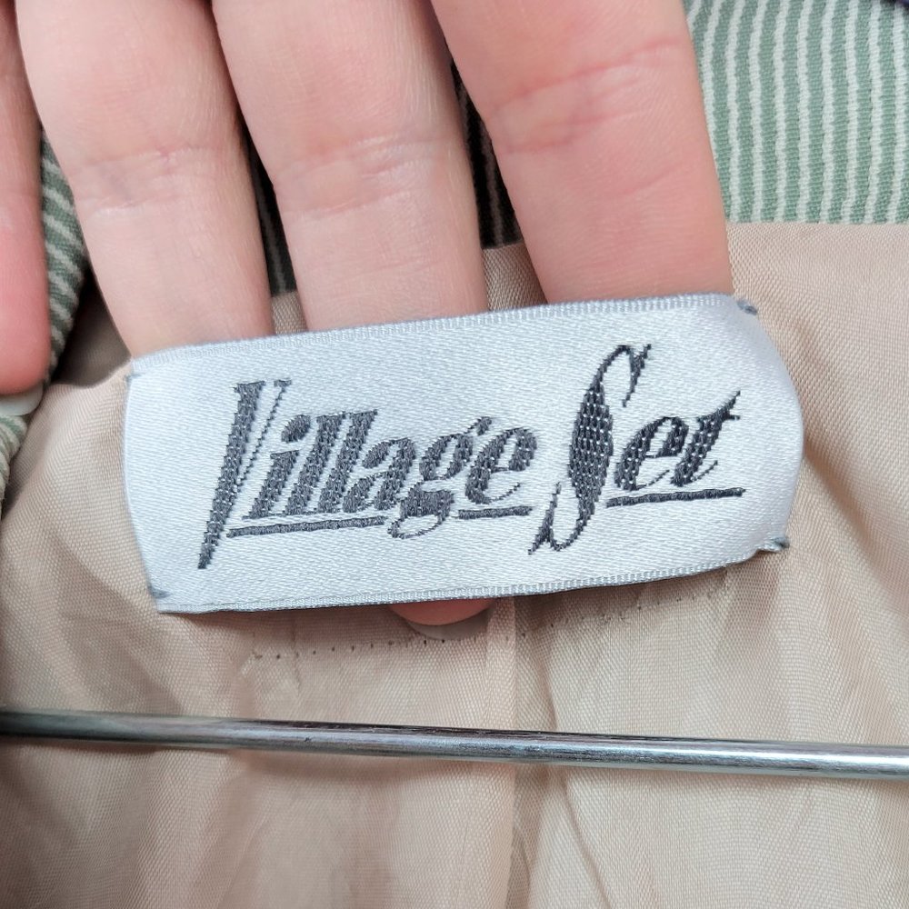 Vintage 80s/90s Sage Green Pinstripe Blazer Jacket - Picture 6 of 8